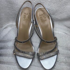 Naturalizer Silver Rhinestone Slingback Heels